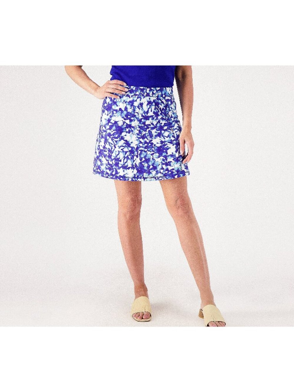 Isaac Mizrahi Live Skort 5X Soho Regular Quilted Knit Jacquard Regal Blue NEW